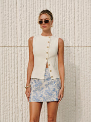 Asymmetric Button Sweater Vest