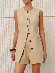 Cotton & Linen Tie-Back Shorts Set