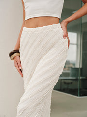 Embossed Ribbed Mid-Waist Skirt