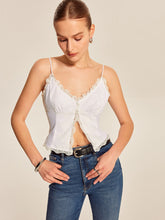 Lace Trim Button-Up Cami Top