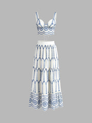 Printed Sleeveless Tie Back Skirt Set