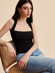 Square Neck Ribbed Tank Top