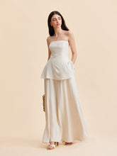 Strapless Peplum Top With Flowing Skirt Set