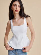 Square Neck Peplum Tank Top