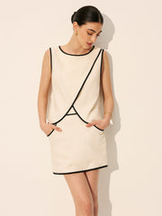 Linen & Cotton Zipper Criss Cross Skirt Set