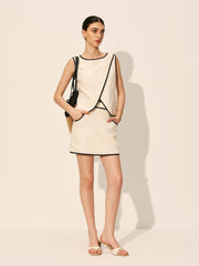 Linen & Cotton Zipper Criss Cross Skirt Set