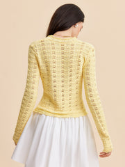 Tie-Front Crochet Knit Cardigan
