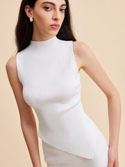 Asymmetrical Hem Knit Skirt Set