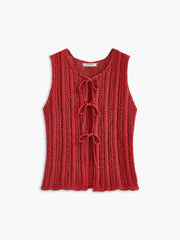 Knit Tie-Front Sleeveless Vest