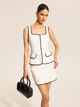 Contrast Trim Decor Pockets Skirt Set