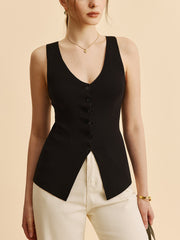 Lettuce Trim Split Sweater Vest