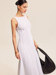 Cotton & Linen Pleated Sleeveless Dress