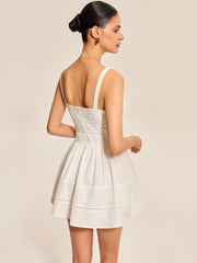 Cotton Lace Trim Square Neck Dress