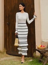 Striped Ruffled Sweater Dress