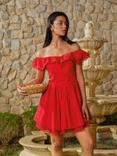 Cotton Off-Shoulder Lace-Trim Dress