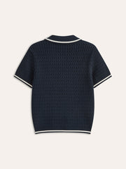 Ribbed Knit Polo Shirt