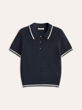 Ribbed Knit Polo Shirt