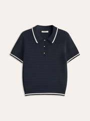Ribbed Knit Polo Shirt