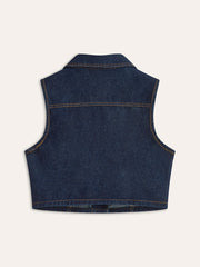 Denim Button-Up Sleeveless Vest