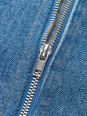 Denim Panel Contrast Strap Corset Top