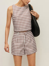 Checkerboard Sleeveless Crop Top With Shorts Set