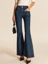 Mid-Waisted Buttoned Flared Jeans