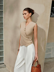 Asymmetric Buttoned Vest
