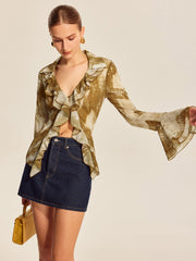 Ruffled Bell Sleeve Blouse