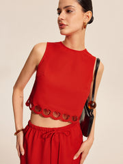 Cotton & Linen Scalloped Trim Skirt Set