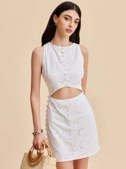 Cotton Eyelet Cut-out Dress