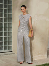 Striped Metal Round-Neck Shirt With Belt