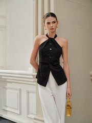 Halter Asymmetrical-Neck Split Top