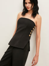 Side Button Detail Strapless Top