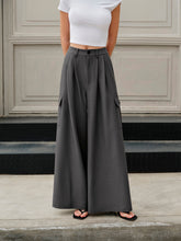 Mid-Waist Pockets Wide-Leg Pants