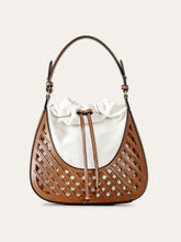 Woven Leather Drawstring Bag