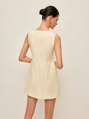 Button-Front Cotton & Linen Sleeveless Dress