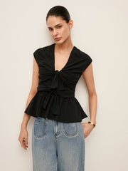 Tie-Front Peplum Top