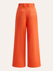 Mid-Waist Pleated Wide-Leg Pants
