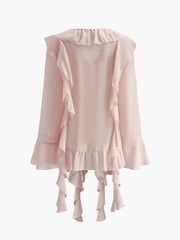 Semi-Sheer Chiffon Ruffled Blouse