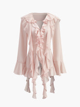 Semi-Sheer Chiffon Ruffled Blouse