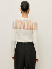 Ribbed Keyhole Collar Top