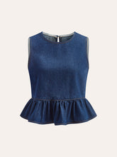 Cotton Denim Peplum Top