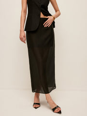 Semi-Sheer Slit-Back Skirt