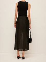 Semi-Sheer Slit-Back Skirt
