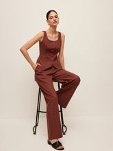 Cotton & Linen Tied Back Vest With Drawstring Pants Set