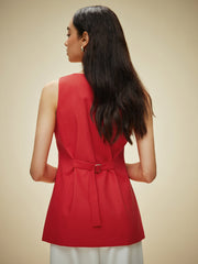 Cotton & Linen Pockets Buttoned Vest