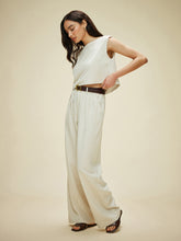 Cotton & Linen Sleeveless Pockets Pants Set Without Belt