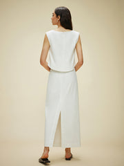 Cotton & Linen Split-Back Skirt Set