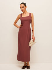 Cotton & Linen Back Slit Dress