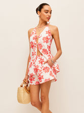 Floral Halter Neck Tie-Front Shorts Set